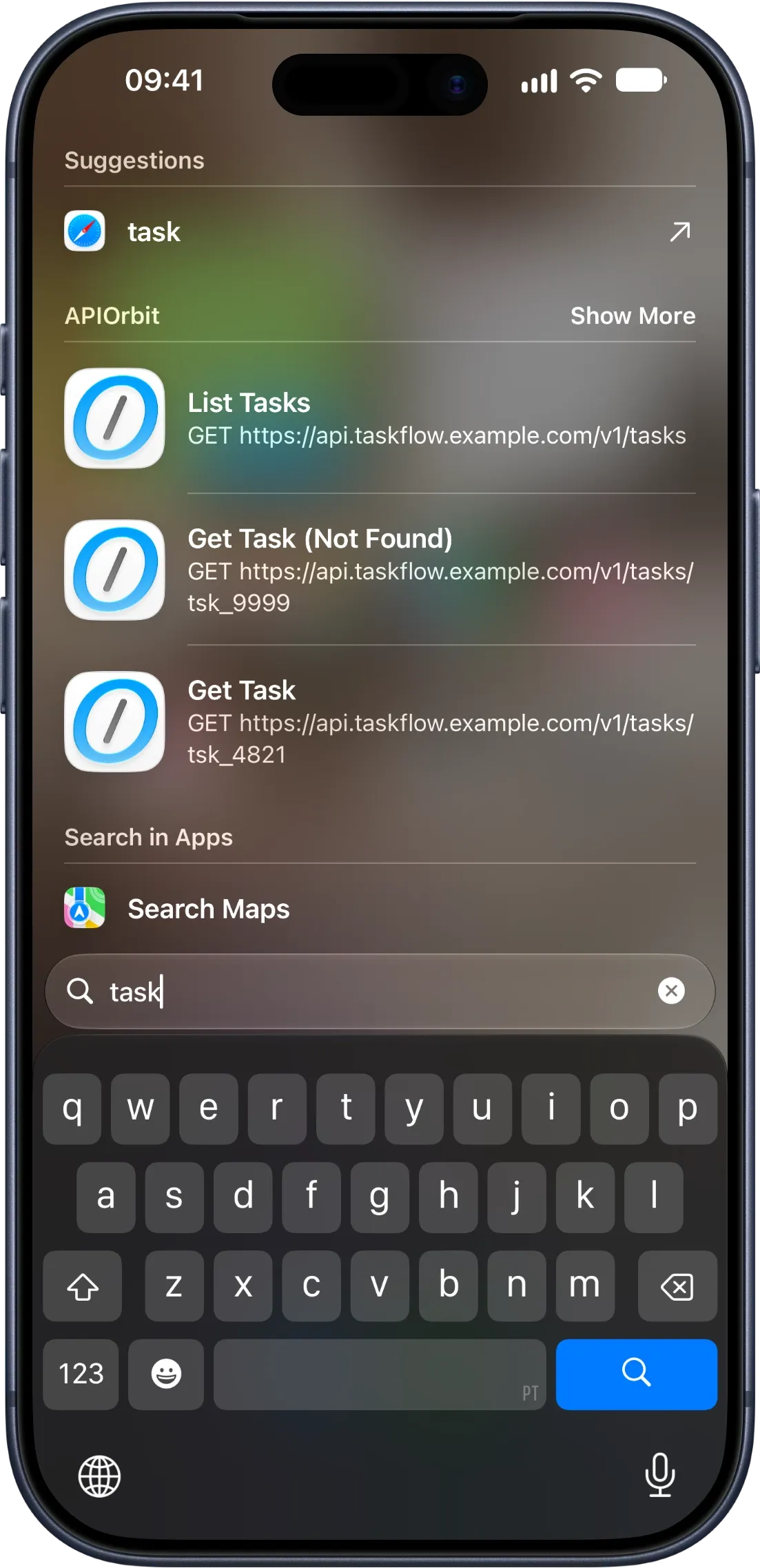 iPhone Spotlight search for