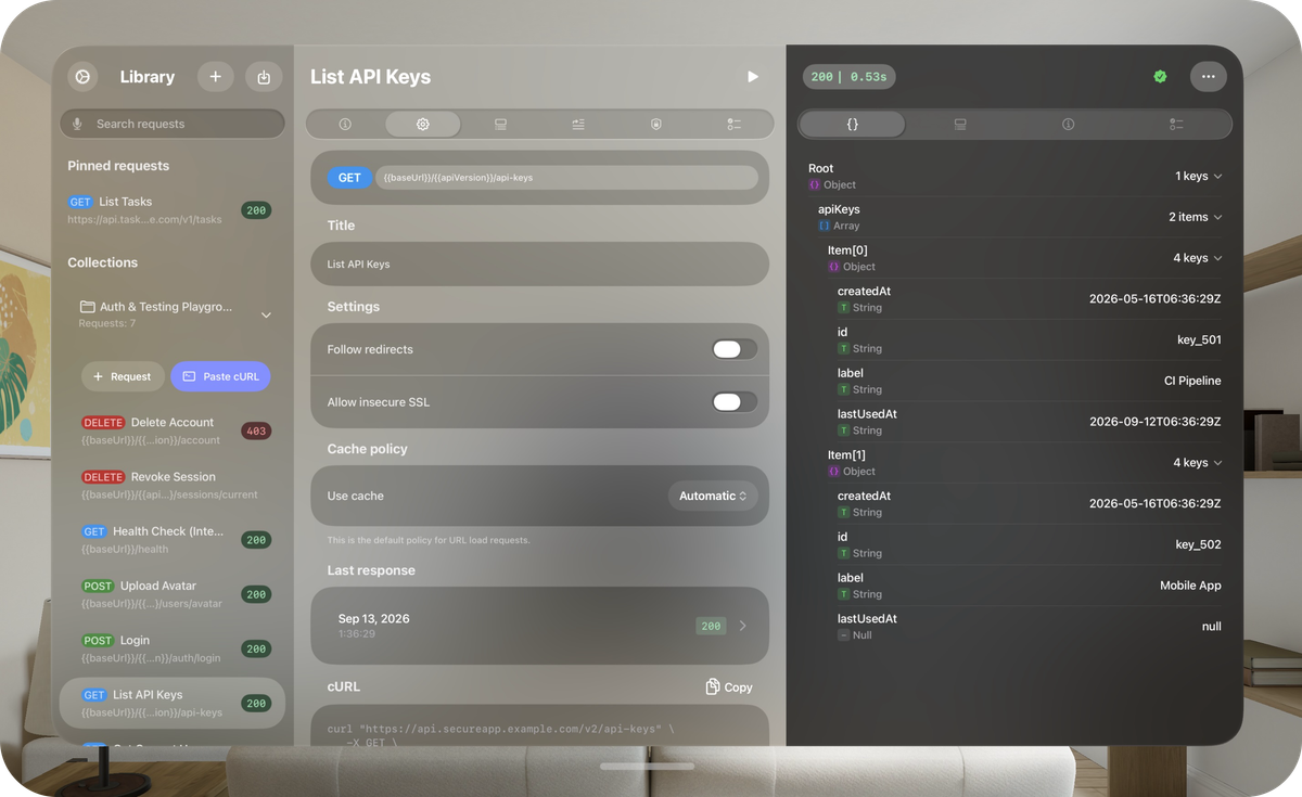 Vision Pro — your API console has a place in your space
